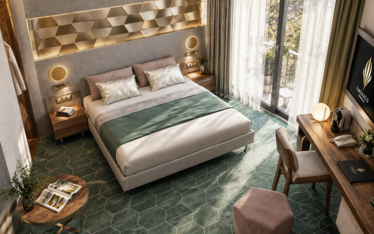 Exclusive hotelszoba belsőépítészeti látványtervek