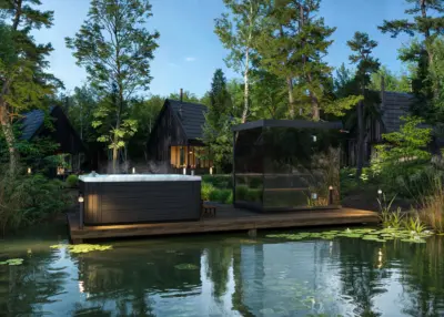 3DVisionDesign In Nature Luxus Sauna and Jakuzzi design