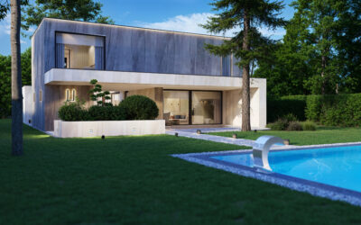 3DVisionDesign Modern családi ház homlokzati vizualizáció
