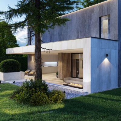 3DVisionDesign Modern családi ház homlokzati vizualizáció