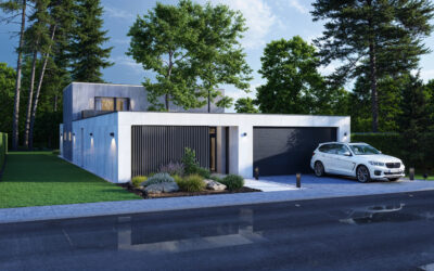 3DVisionDesign Modern családi ház homlokzati vizualizáció