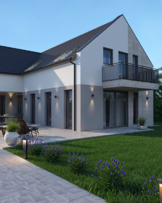 3DVisionDesign Modern elegancia a Balaton partján – Csopaki újépítésű ingatlan homlokzati látványterve - A Balaton egyik gyöngyszeme