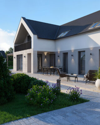3DVisionDesign Modern elegancia a Balaton partján – Csopaki újépítésű ingatlan homlokzati látványterve - A Balaton egyik gyöngyszeme
