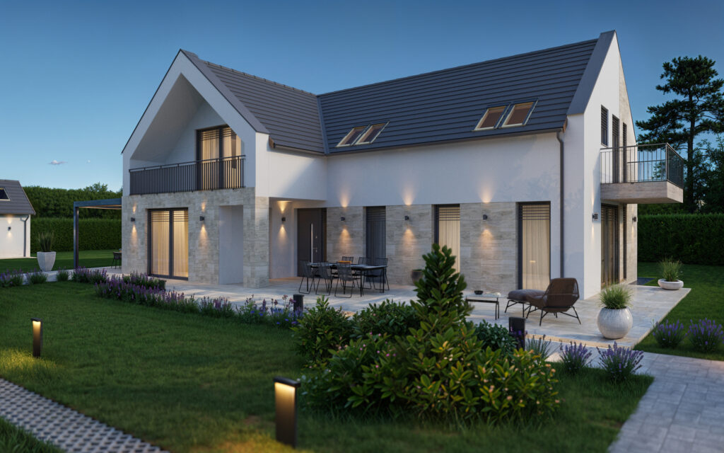 3DVisionDesign Modern elegancia a Balaton partján – Csopaki újépítésű ingatlan homlokzati látványterve - A Balaton egyik gyöngyszeme