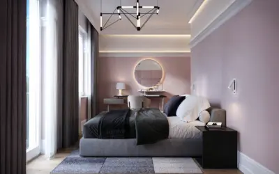 Modern pink interior bedroom design