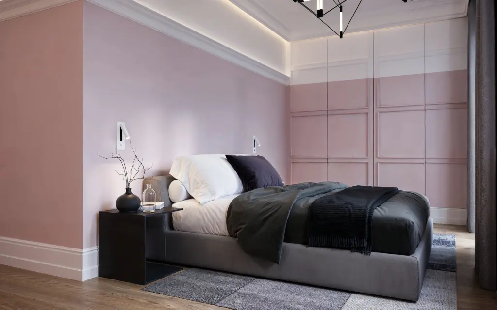 Modern pink interior bedroom design