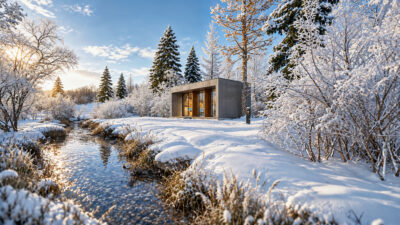 3DVisionDesign Snow sauna house product visualization