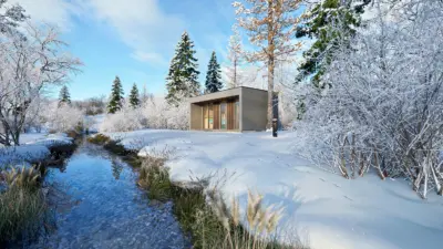3DVisionDesign Snow sauna house product visualization