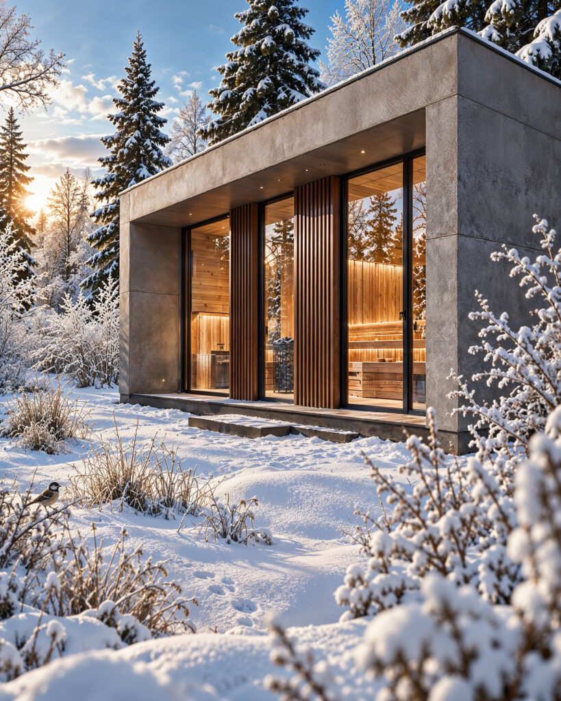 3DVisionDesign Snow sauna house product visualization