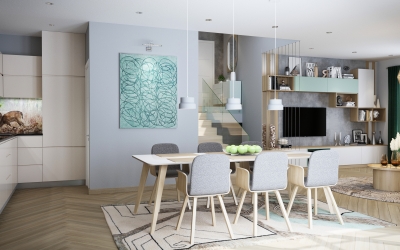3DVisionDesign belsőépítészeti látványterv modern nappali