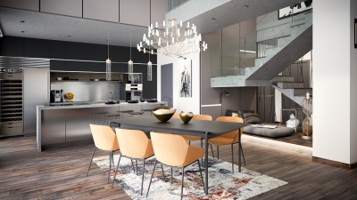3DVisionDesign belsőépítészeti látványterv készités nappali konyha étkező