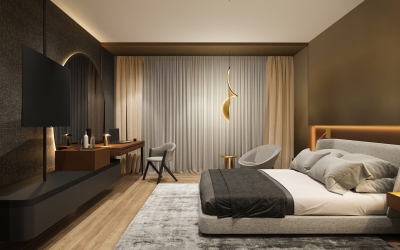 3DVisionDesign Hotelszoba belsőépitészeti látványterv