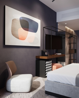 3DVisionDesign Hotelszoba belsőépítészeti koncepció látványterv