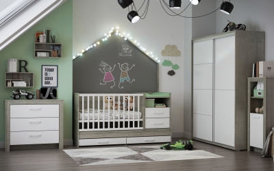 3DVisionDesign zöld szürke fiúszoba design lakberendezés gyerekszoba termékvizualizació 3d látványterv
