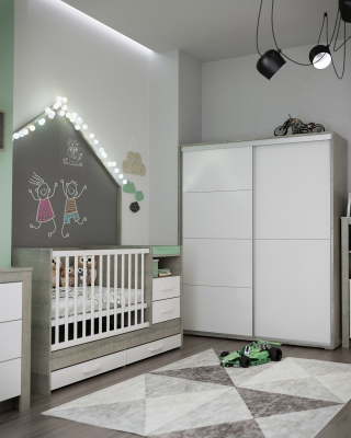 3DVisionDesign zöld szürke fiúszoba design lakberendezés gyerekszoba termékvizualizació 3d látványterv