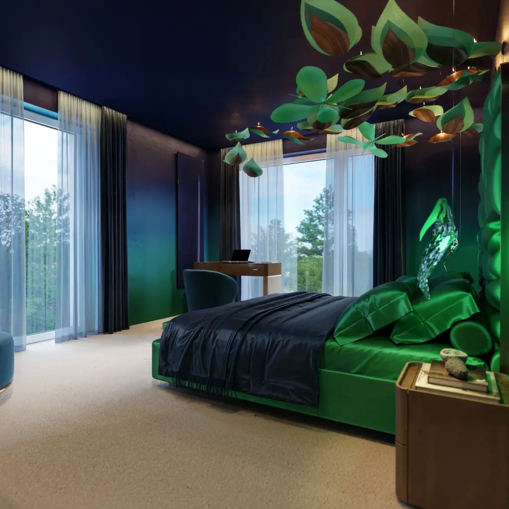 Modern Blue turquiose green interior design Debrecen